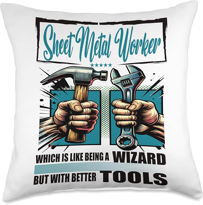 Sheet metal worker Gift & Funny Accessories Sheet Metal Job with Funny Saying Worker Throw Pillow, 18x18, Multicolor