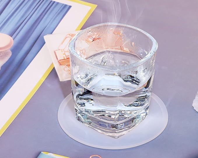 ONLYKXY 3 Pieces 3.93 Inch Silicone Coasters, Round Coasters for Drinks, Beverage Coffee Tea Coaster (White Translucent)