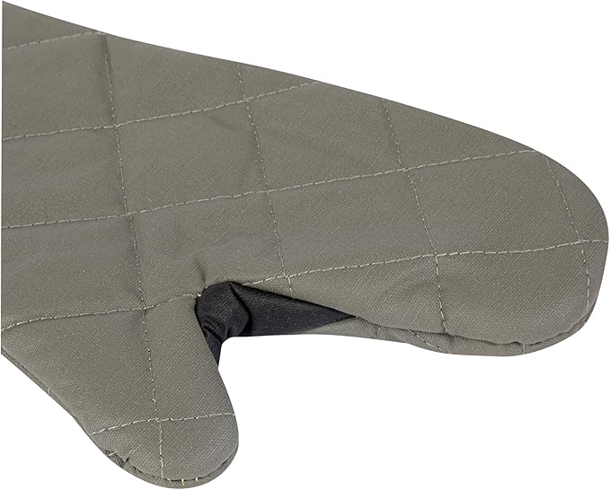 Restaurantware 17 x 8 Inch Heavy-Duty Oven Mitt 1 Flame Retardant Heat-Resistant Mitt - With Thumb Guard Hanging Loop Gray Cotton Quilted Oven Mitts Heat-Resistant For Cooking And Baking