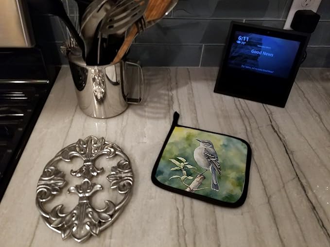 Caroline's Treasures Arkansas Northern Mockingbird Pair of Pot Holders Kitchen Heat Resistant Pot Holders Sets Oven Hot Pads for Cooking Baking BBQ, 7 1/2 x 7 1/2