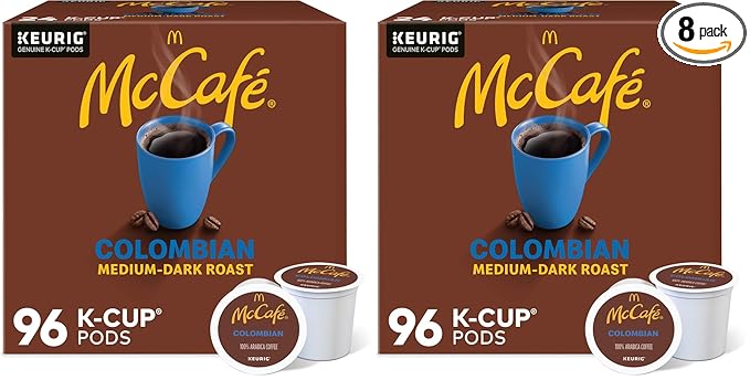 McCafe Colombian, Single Serve Coffee Keurig K-Cup Pods, Medium Roast, 96 Count (8 Packs of 24)