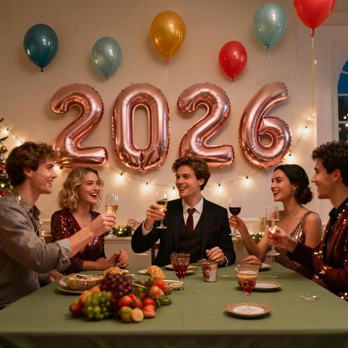 Champagne Gold 2026 Balloons - 40 inch Number Balloon - Graduation Balloons for Class of 2026 Decorations - Congrats Grad Balloons for Graduation Decorations 2026 - Grad Party Decor Supplies