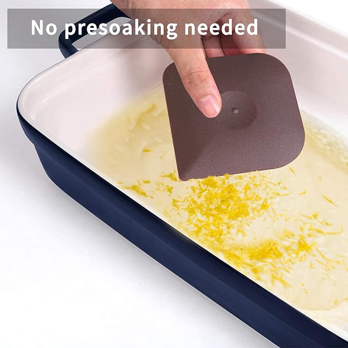 Plastic Pan Pot Dish Scraper Tool Set, Kitchen Nylon Food Scraper, Cast Iron Skillet Cleaner Pan Pot Scrubber, Kitchen Plastic Scrapper Non-Scratch (Brown)
