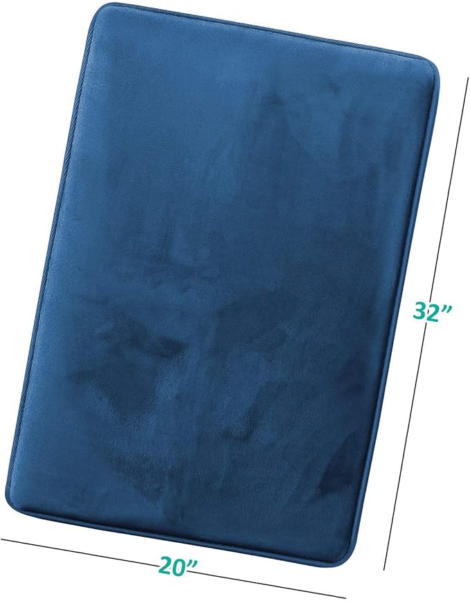 Clara Clark Bathroom Rugs, Velvet Memory Foam Bath Mat, Non-Slip, Machine Washable Bath Rugs - Dries Quickly, Ultra Soft Plush Bath Mats for Bathroom, 20 x 32, Royal Blue