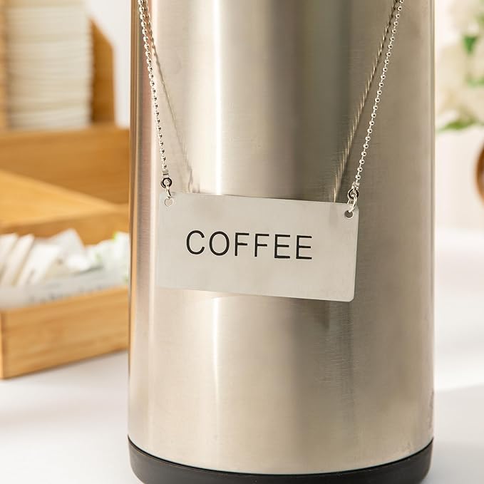 Restaurantware 26 Inches Chafer Urn Chain and 3.5 x 1.6 Inch "Coffee" Label - 12 Count - Met Lux Stainless Steel Chafing Dish Accessory, Durable, Easy to Use - Label for Catering, Buffet