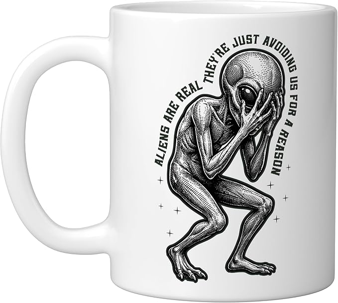 Aliens UFO Space Sci Fi Believer Extraterrestrial Ceramic Mug, White