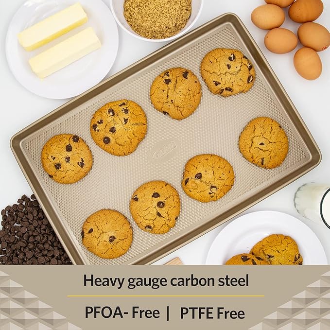 Glad Premium Nonstick Cookie Sheet – Heavy Duty Baking Pan with Raised Diamond Texture, Large