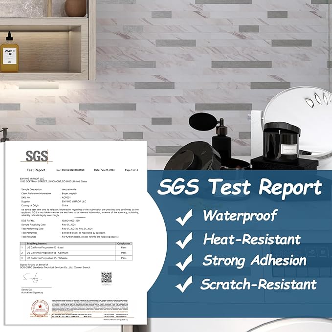 Yipscazo 5 Sheets Peel and Stick Stone Metal Tile Backsplash, Stick on Tiles for Backsplash Kitchen, Bathroom, Laundry Room, Camper, Fireplace (12'' X 12'', Bright Carla White)