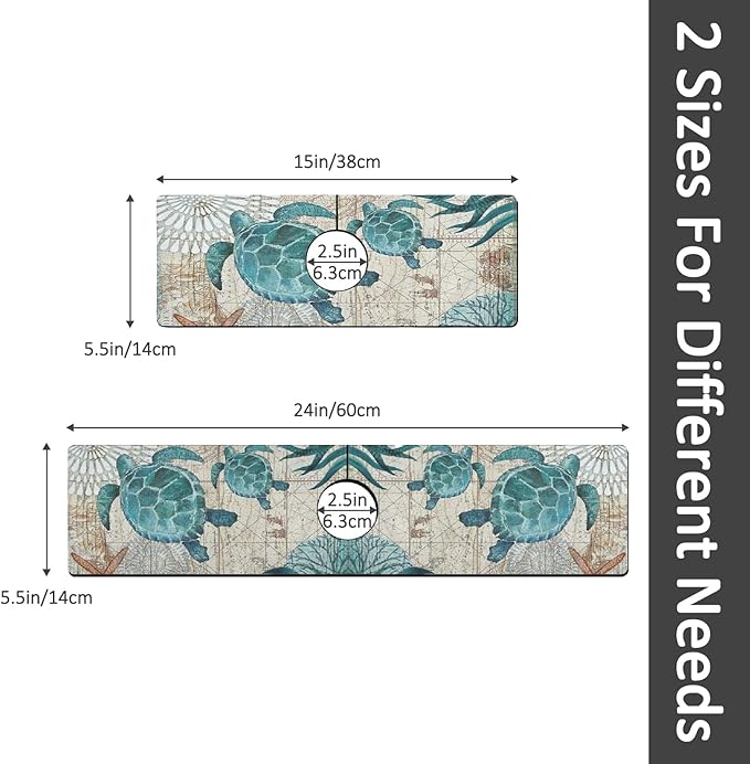 2PCS 24" X 5.5" Kitchen Sink Splash Guard Faucet Mat Sea Turtles Super Absorbent Fast Drying Faucet Guard & Draining Mat Sink Splash Guard Behind Faucet for Kitchen, Bathroom