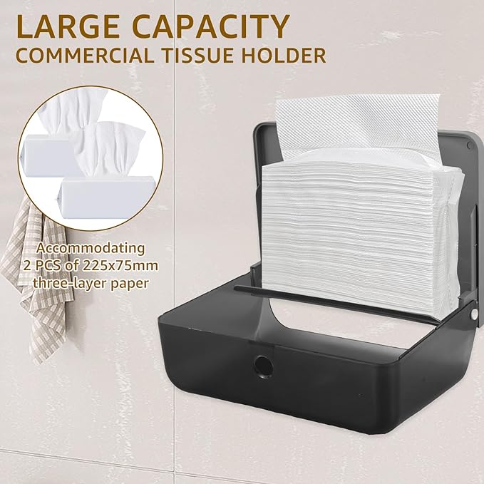 Paper Towel Dispensers, Wall Mount Commercial Toilet Tissue Dispensers Paper Towel Holder C-Fold/Multifold Paper Towel Dispenser for Bathroom, Kitchen(Black)