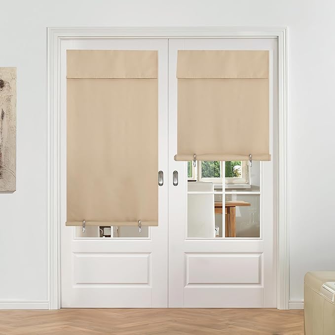 NICETOWN Door Curtains for Doorway Portable Travel Thermal Insulated Curtain Window Covers Privacy Blackout Window Curtain for French Door, 36 x 72 inches, 1 Panel, Biscotti Beige