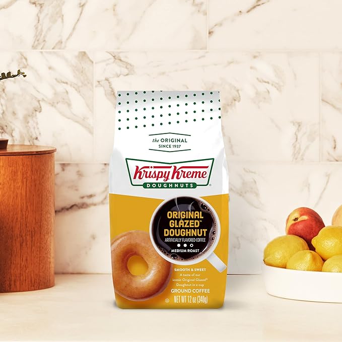 Krispy Kreme Doughnuts Original Glazed Donut Ground Coffee, Bagged 12oz (Pack of 2)