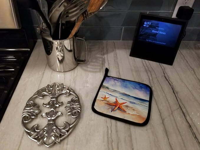 Caroline's Treasures Starfish Pair of Pot Holders Kitchen Heat Resistant Pot Holders Sets Oven Hot Pads for Cooking Baking BBQ, 7 1/2 x 7 1/2