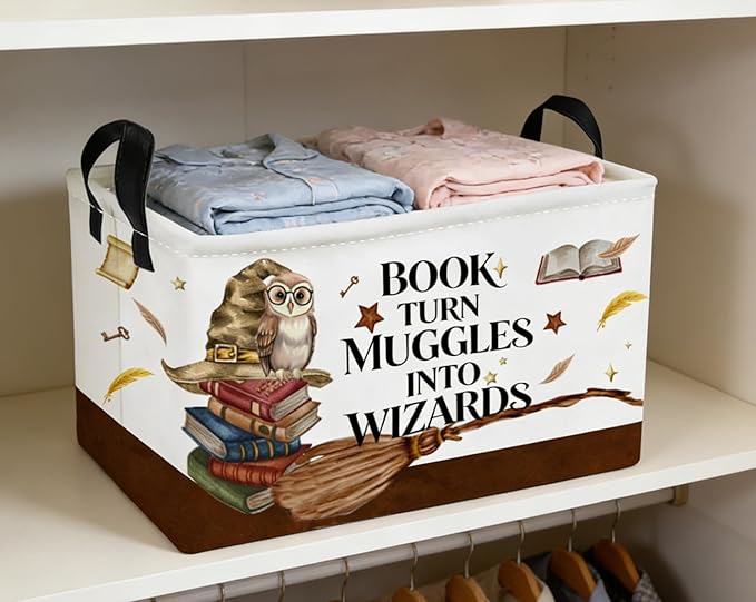 Essme Rectangular Kids Baskets,Magic Storage Box,Cute Basket for Kids with Handles for Room Decor, Book Bins,Shelf Basket.(Magic)