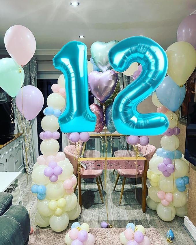 Number 18 Balloon, 18 Balloons for Birthday Party, 40 Inch 81 Number Balloons, Light Blue Digital Balloons for Adult Ceremony Wedding Anniversaries Party