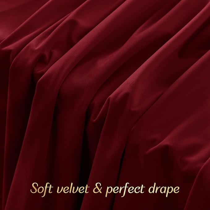 NICETOWN Red Velvet Curtain and Drape for Movie Theatre Backdrop, Elegent Home Decoration Privacy Protect Insulate Summer Heat and Winter Chill for Basement/Studio/Dorm,1 Panel, 96 inches Long