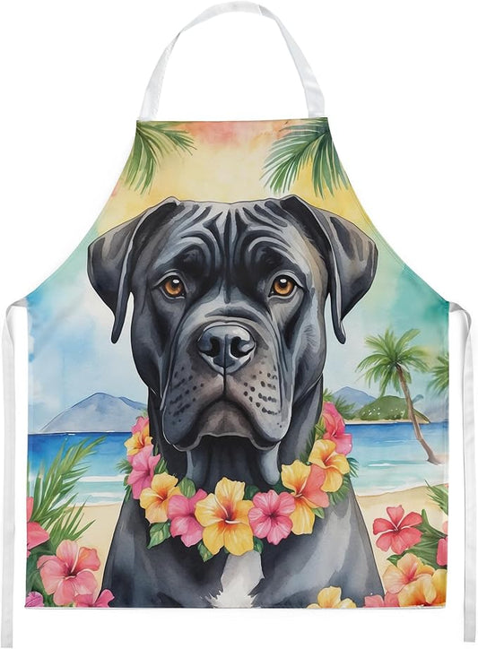 Caroline's Treasures Cane Corso Luau Apron Cooking Kitchen Server Baking Crafts Gardening for Adult Women Men, Unisex, Large, Multicolor