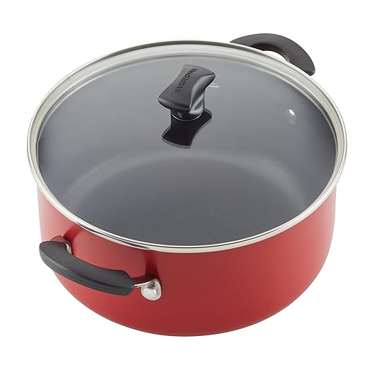 Farberware Cookstart DiamondMax Nonstick Cookware/Pots and Pans Set, Dishwasher Safe, Includes Baking Pan and Cooking Tools, 15 Piece - Red