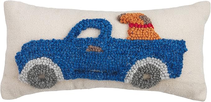 Mud Pie Mini Farm Hook Pillow, Dog, 12" x 6"