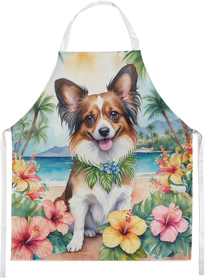 Caroline's Treasures Papillon Luau Apron Cooking Kitchen Server Baking Crafts Gardening for Adult Women Men, Unisex, Large, Multicolor
