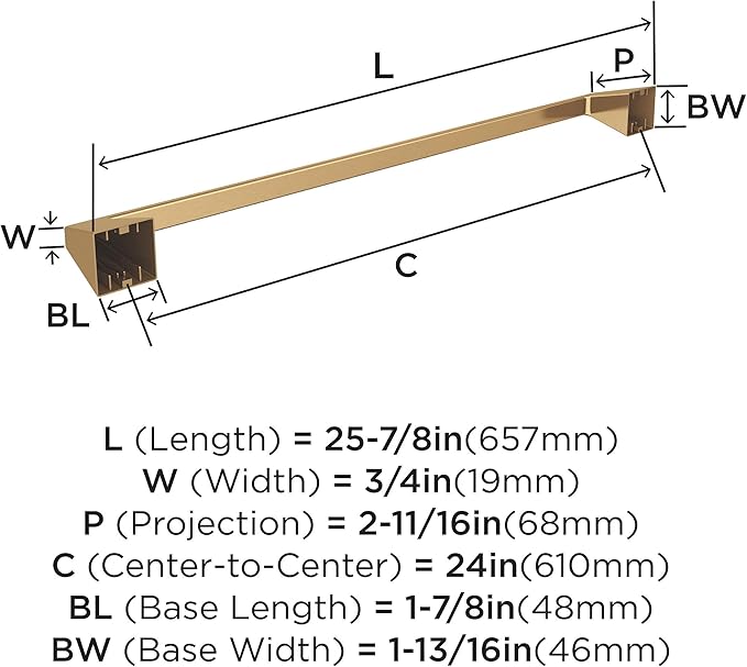 Amerock BH36004CZ | Champagne Bronze Towel Bar | 24 in (610 mm) Towel Rack | Blackrock | Bathroom Towel Holder | Bathroom Hardware | Bath Accessories