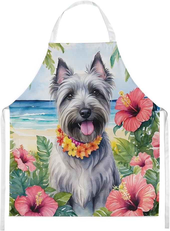 Caroline's Treasures Skye Terrier Luau Apron Cooking Kitchen Server Baking Crafts Gardening for Adult Women Men, Unisex, Large, Multicolor