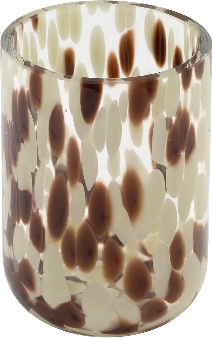 Nicole Miller – Tumbler, Weighted Glass with Animal Print Design, Modern Home Decor – Perfect for Holding Toothbrushes and Bathroom Essentials (Safari)
