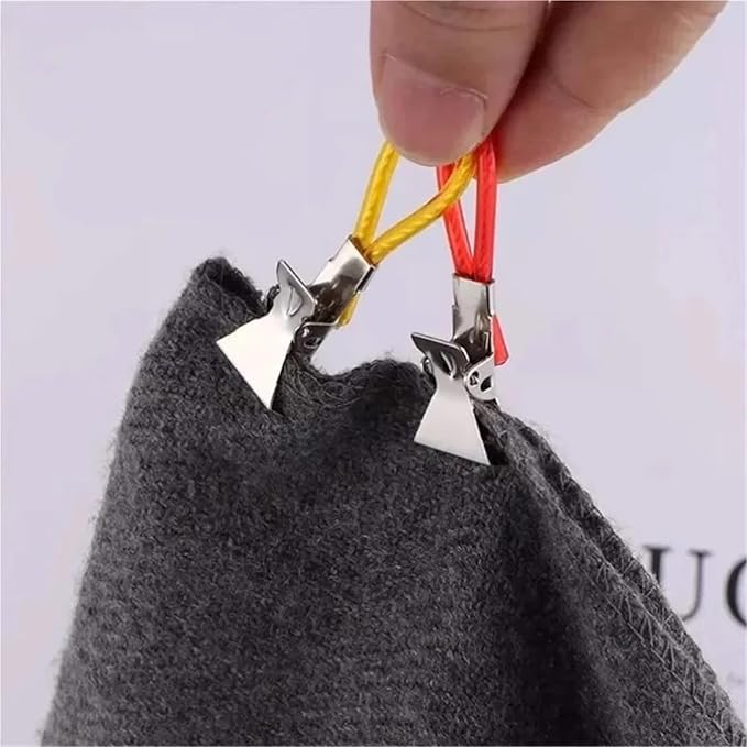 100pcs Colorful Rope Towel Clips Stainless Steel Hooks Multi-Function for Kitchen Bathroom Living Room(Green)