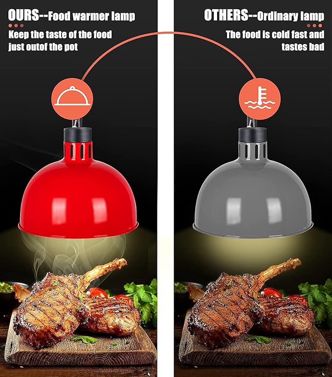 Food Heating lamp Commercial, Hanging Food Heater lamp, Suitable for Buffet Professional Kitchen Heating Equipment, Suitable for Buffet Food Court Restaurants, Restaurant Equipment (Gold)