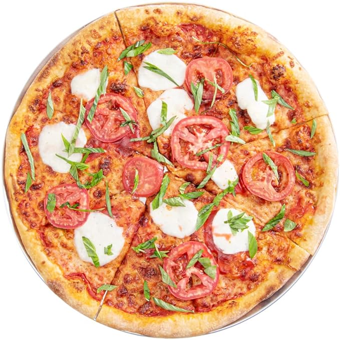 Restaurantware Met Lux 16 Inch Commercial Pizza Pan 1 Coupe Style Pizza Cooking Tray - Heavy-Duty 18-Gauge Aluminum Round Baking Tray Oven-Baking For Pizzas & More