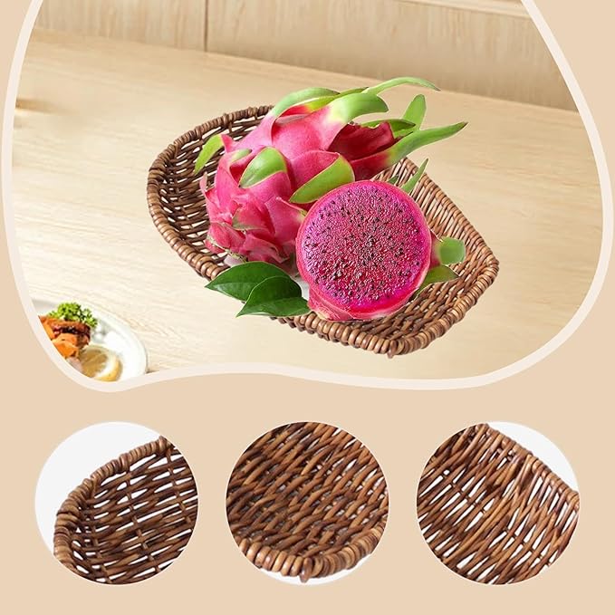 Storage Basket Made of Imitation Rattan, Woven Basket, Multifunctional, Shelf, Vanity Tray for Organizing The Coffee Table, S