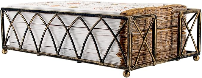 Boston International Arch Design Guest Towel Napkin Holder Caddy, Antique Brass