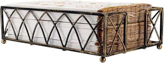 Boston International Arch Design Guest Towel Napkin Holder Caddy, Antique Brass