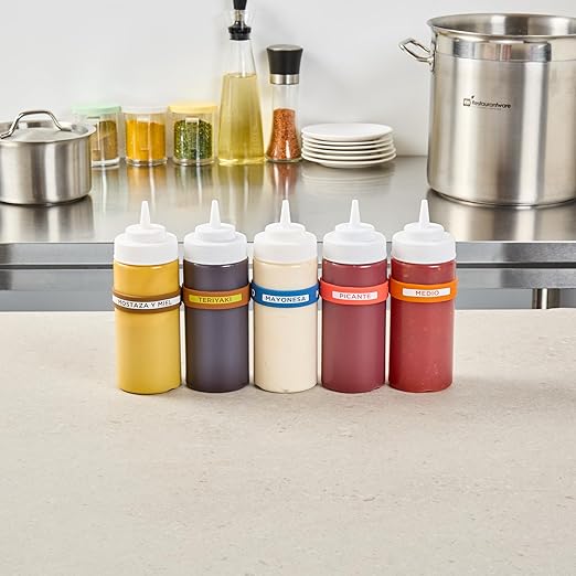 Restaurantware Silicone Squeeze Bottle Band 10 Count 2.75 Inch Dishwasher Safe Condiment Identification Band, Mayo Blue Non-Slip Label Band for Condiment Labeling at Restaurants, Food Trucks