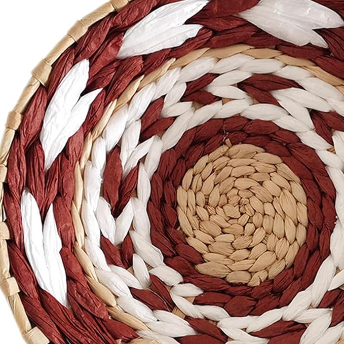 Woven Decor, Hanging Baskets Unique Tapestry for Hallway Bedroom Living Room Home Decorations (Red 30cm)