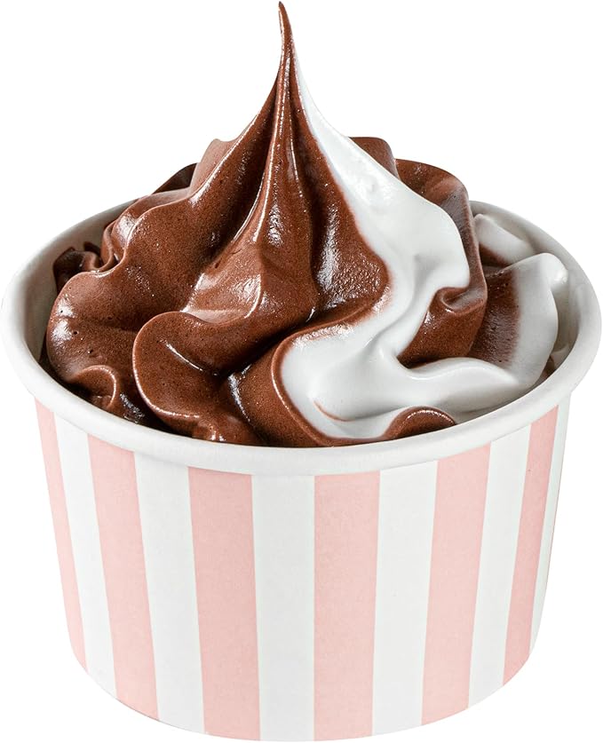 Coppetta 3-Ounce Dessert Cups, 200 Disposable Ice Cream Cups - Lids Sold Separately, Striped, Pink And White Paper FroYo Bowls, For Hot And Cold Foods, Perfect For Gelato Or Mousse - Restaurantware