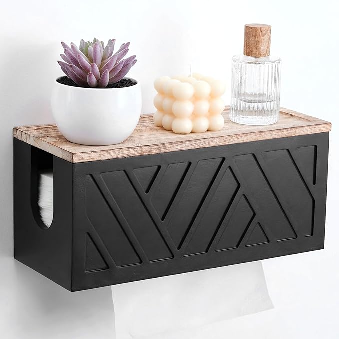 Paper Towel Dispenser Wall Mount Paper Towel Holder with Lid Solid Wood Commercial C-Fold, Z-Fold Hand Papers Towels Holder Dispenser Hand Towels Holders for Bathroom Kitchen Office Decor