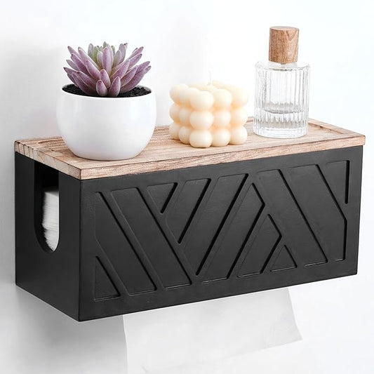 Paper Towel Dispenser Wall Mount Paper Towel Holder with Lid Solid Wood Commercial C-Fold, Z-Fold Hand Papers Towels Holder Dispenser Hand Towels Holders for Bathroom Kitchen Office Decor
