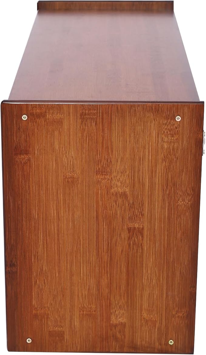 Countertop Kitchen Pantry Cabinet,Bamboo Wall Sideboard with Sliding Glass Doors,Pantry Cabinet for Kitchen, Living Room,Dinning,Bedroom,Walnut,30.3" W