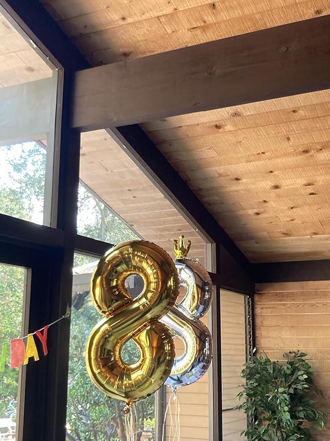 Numbers 8Th Balloon 40 Inch, Gold Birthday Decorations For Women Men, Number Balloons for 8, 18, 28 Wedding, Anniversaries, Celebration, Graduation