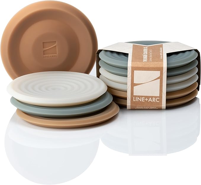 LINE+ARC Extra Thick Silicone Coasters Waterproof Anti-Stain Heat-Safe Dishwasher-Safe Degrē Coasters XL (Set of 6 Joshua Tree) Outdoor Rubber Mid-Century Modern