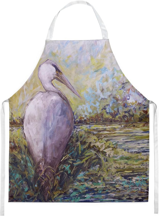 Caroline's Treasures Heron in the Swamp Apron Cooking Kitchen Server Baking Crafts Gardening for Adult Women Men, Unisex, Large, Multicolor