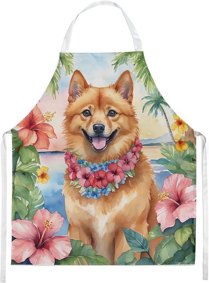Caroline's Treasures Finnish Spitz Luau Apron Cooking Kitchen Server Baking Crafts Gardening for Adult Women Men, Unisex, Large, Multicolor