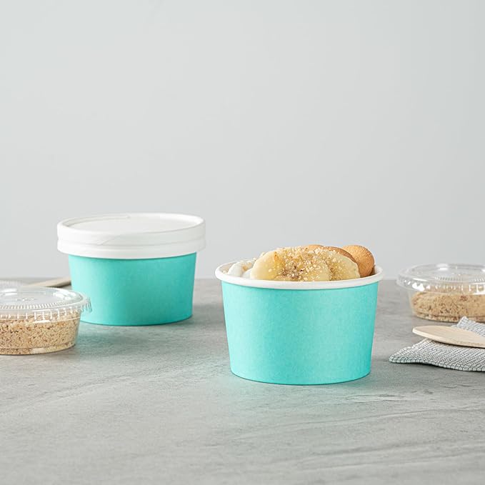 Restaurantware Blue 200 Count To Go Cup Disposable 3 x 3 x 1.8 Inches Paper Mini Cup Grease-Resistant Cup Recyclable Durable Design