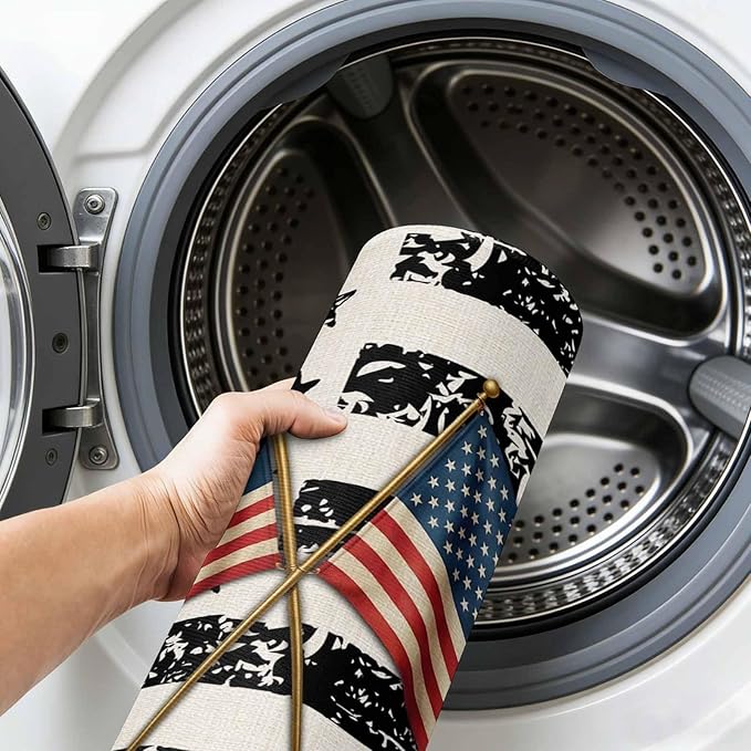 Area Rug 4x6ft, Independence Day 250th Anniversary Washable Rugs for Living Room Bedroom, Retro USA Flags Soft Non-Slip Area Rugs Rectangle Floor Carpet for Dining Room