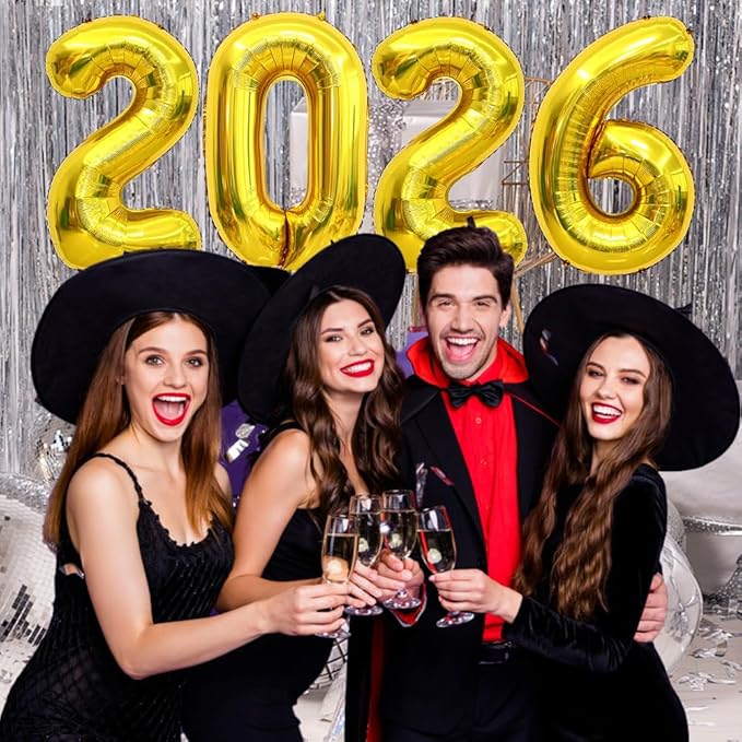 2026 Balloons 40 Inch 2026 Balloon Numbers Gold for New Years Decorations Gold New Years Balloons for Graduation Nye Decoration 20 26 Mylar Foil Balloon for 20 26 Happy New Year Grad Party Supplies