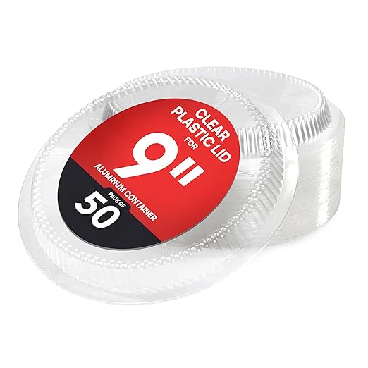 IDL Packaging 9" Round Dome Lid for Foil Pan (Pack of 50) - Clear Plastic Lid for 9" Container - Disposable Pans Cover for Takeout, Serving, Freezing