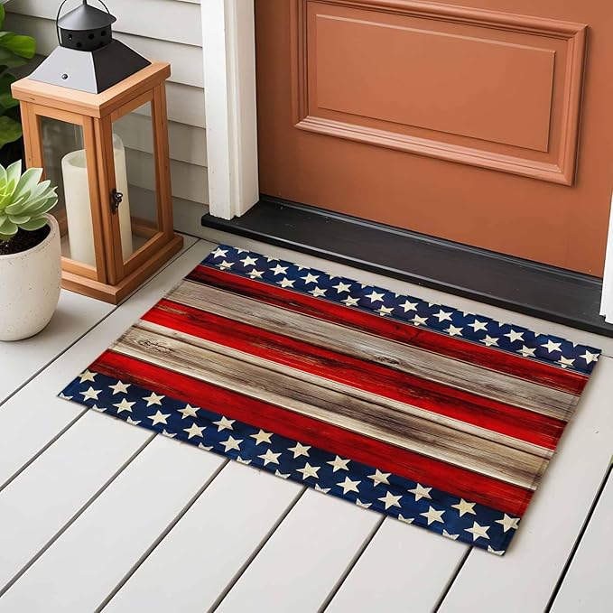 Area Rug 2x3ft, Vintage Stripes and Stars Washable Rugs for Living Room Bedroom, Patriotic 250th Anniversary Soft Non-Slip Area Rugs Rectangle Floor Carpet for Dining Room