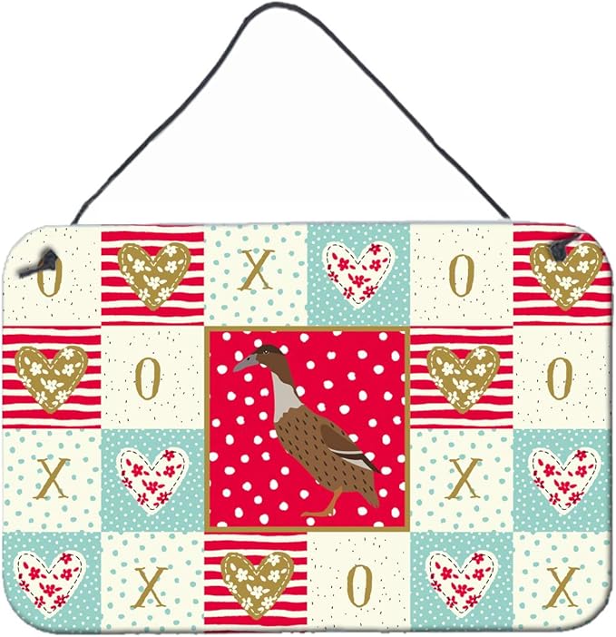 Caroline's Treasures CK5288DS812 Dutch Hook Bill Duck Love Wall or Door Hanging Prints, Red Aluminum Metal Sign Kitchen Wall Bar Bathroom Plaque Home Decor, 8x12, Multicolor