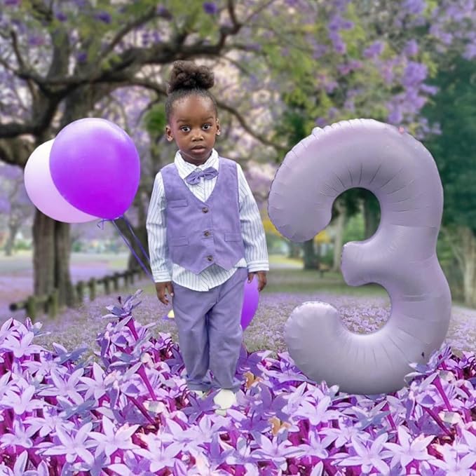 2 Numbers Balloon 40 Inch Cream Purple Two Balloon Number Birthday Decor, 2nd 12 21st Party Celebration Decorations Graduations Wedding Baby Shower